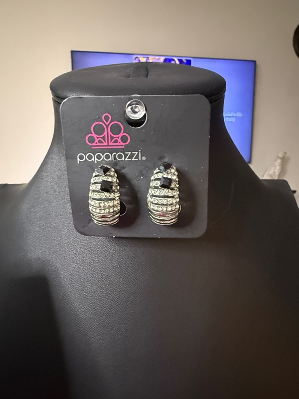 Paparazzi Silver Toned Rhinestone Stacked Hoop Earrings